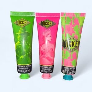 Wicked Themed Hand Cream Set 3 Pack Strawberry Watermelon Berry 1 oz Each - NEW